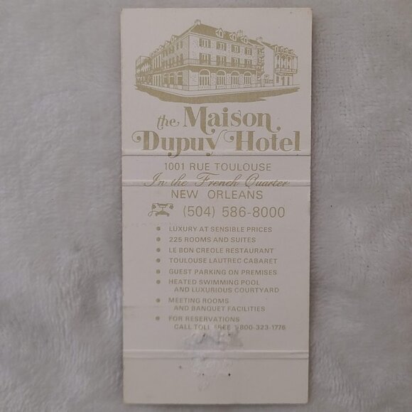 Matchbook Cover Maison Dupuy Hotel New Orleans French Quarter Louisiana LA - Picture 5 of 5
